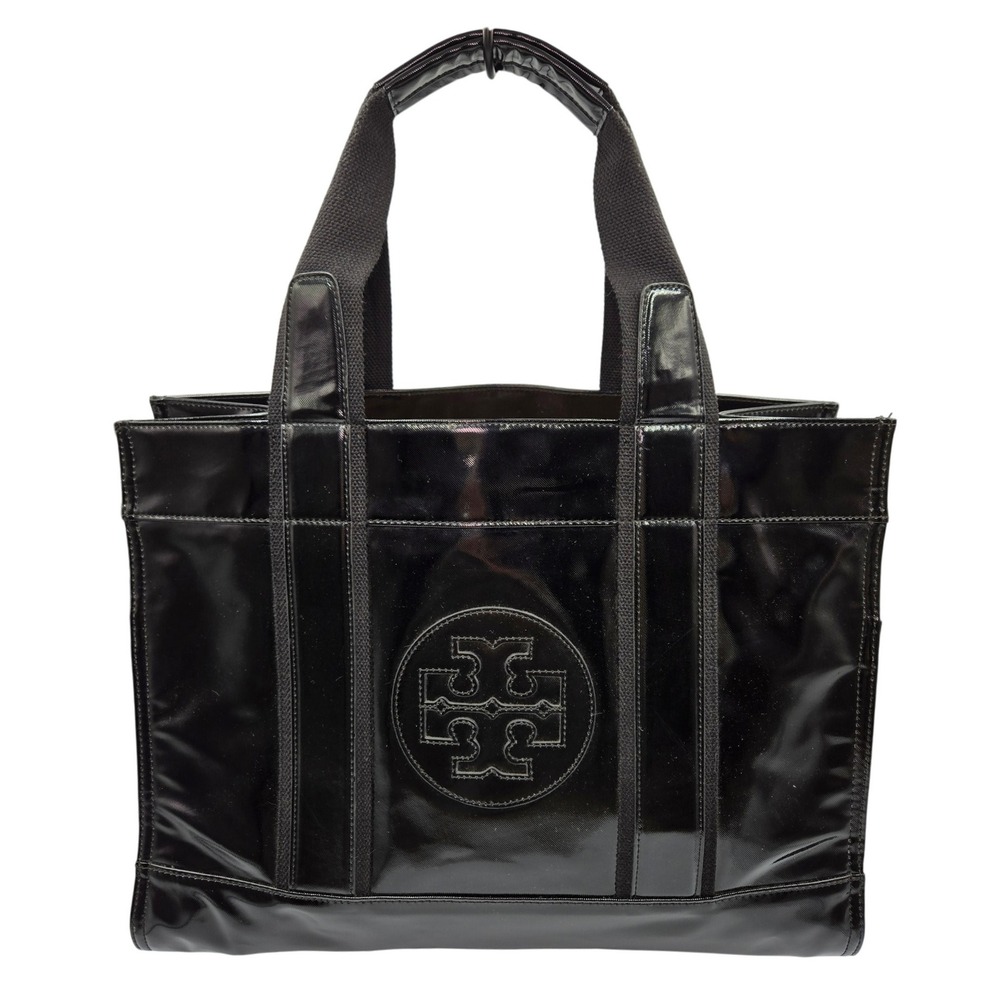 Tory Burch Black Patent Leather Tote Bag‎ Purse Shoulder Bag